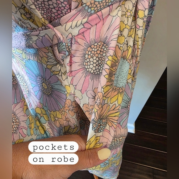 Gap Maternity Size Medium Retro Floral Modal Robe w/ Matching Tank Lounge Soft - Picture 6 of 10